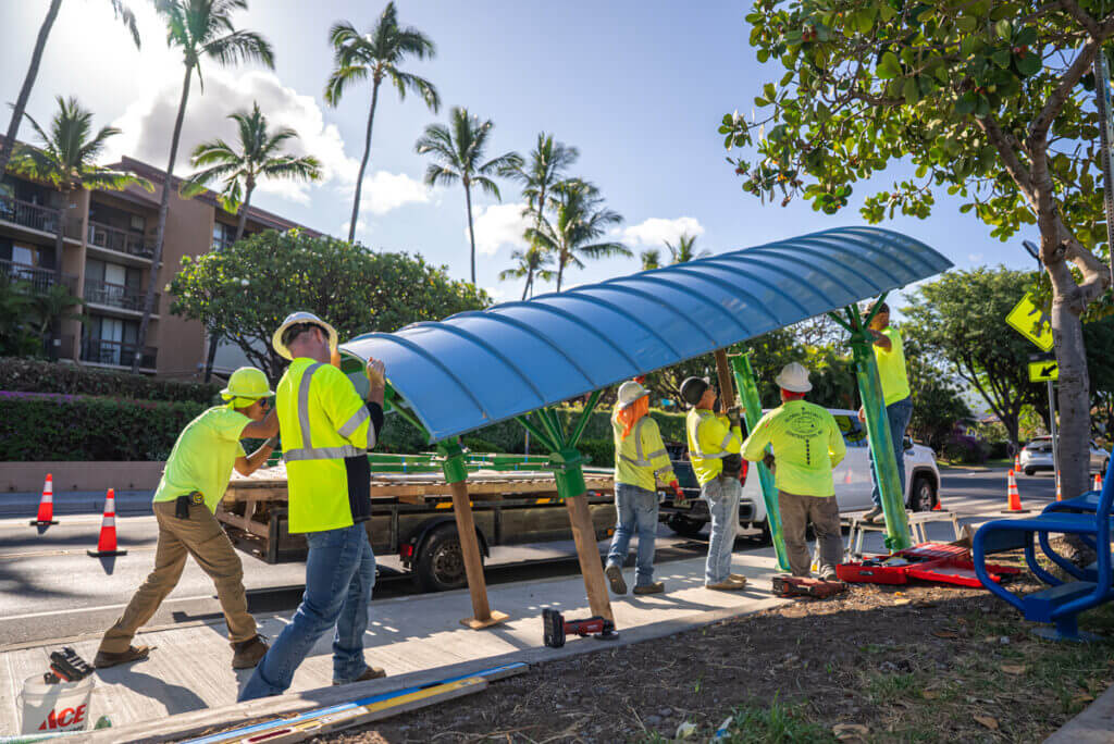 Construction of improved bus stop accommodations across Maui for County of Maui project