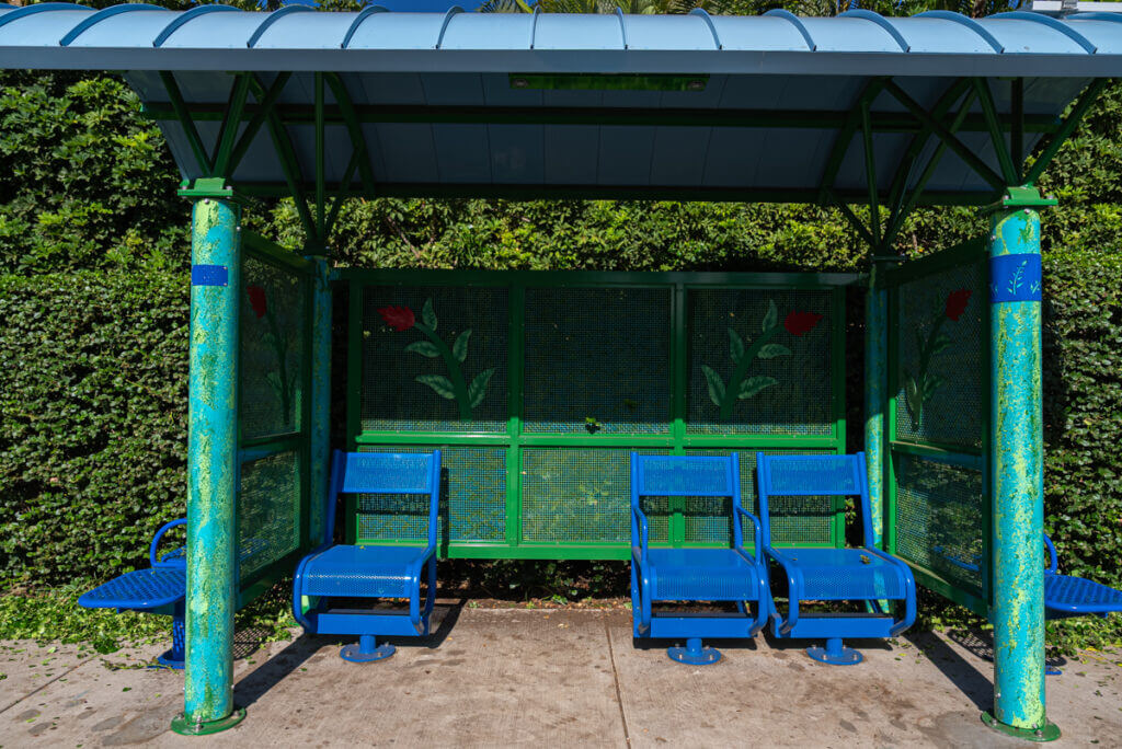New concrete pads and shelters installed at public transit stops on the Island of Maui