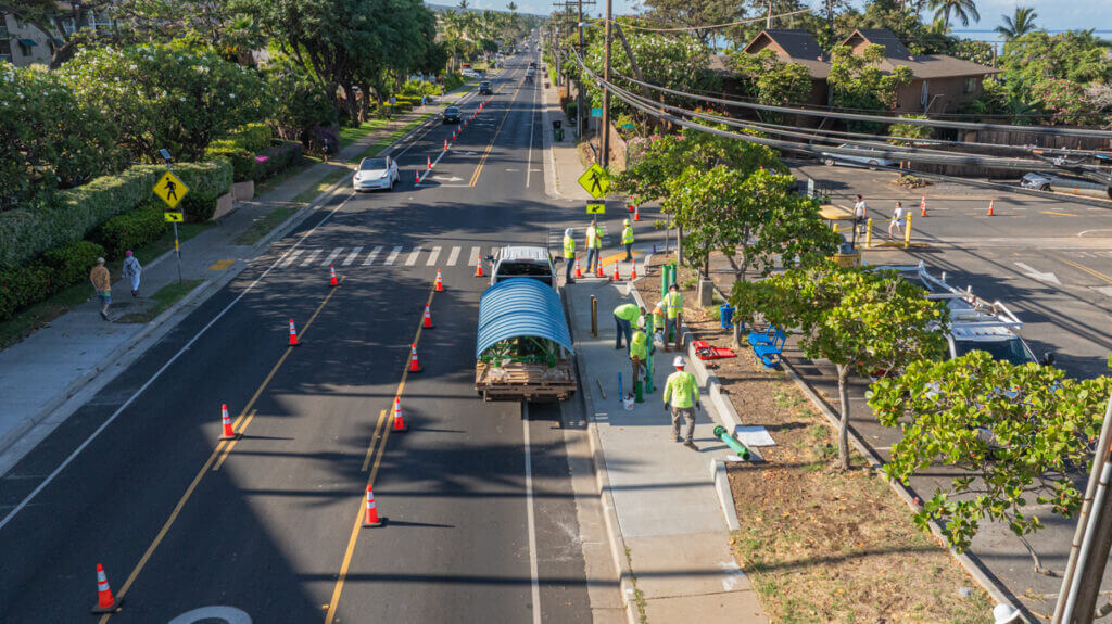 Bus stop infrastructure upgrades at multiple locations across Maui County by Global Specialty Contractors